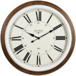 Grande pendule murale marron et blanc style rtro d 68 cm - atmosphera