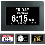 Horloge num�rique lcd 7  avec date, jour et heure, affichage non abr�g�, att�nuation automatique, 8 langues, ...