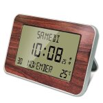 Horloge r�veil num�rique murale radiopilot�e - calendrier date jour et heure - grands chiffres - 6 langues ...