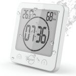 Horloge de salle de bain, horloge de douche contr�le tactile �tanche, alarme num�rique lcd, thermom�tre ...