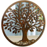 Signes grimalt - horn tree life mirror appliques metal appliquer un mtal brun rond - 30x30x2cm
