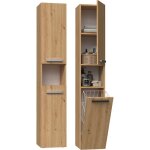 Hucoco - horti - meuble salle de bain avec panier à linge - 31x30x174cm - colonne rangement sdb Hucoco - horti - meuble salle de bain avec panier à linge - 31x30x174cm - colonne rangement sdb
