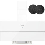 Hotte aspirante 90cm, hotte de cuisine inclin�es blanc, classe a + + , 594 m� / h, evacuation ou recyclage, ...