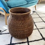 House doctor - panier rigide en rotin marron tress� pour cache pot ou rangement