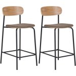 House nordic - lot de 2 chaises de bar 49x42, 5x95 cm en tissu marron et naturel House nordic - lot de 2 chaises de bar 49x42, 5x95 cm en tissu marron et naturel
