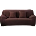 Housse de canap ?3 places extensible avec accoudoir 190 - 230 cm marron caf