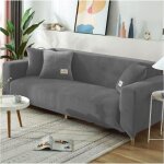 Housse de canap� 3 places velours gris