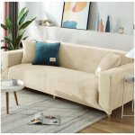 Housse pour canap� d'angle 4 places velours cr�me