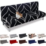 Housse canap� clic clac 3 places, extensible, lavable, noir, ajustable sans accoudoirs.