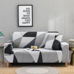 Housse de canap� extensible 2 place couverture canap� avec accoudoirs, g�om�trie, gris clair