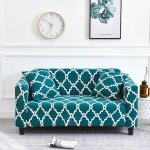 Housse de canap� extensible 2 place couverture canap� avec accoudoirs, g�om�trie, turquoise[sft105]