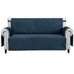 Housse de canap fauteuil impermable poches latrales antitache antidrapant bleu - 3 places