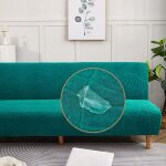 Housse canap� - lit jacquard extensible imperm�able sans bras, vert �meraude, 160 - 190 cm