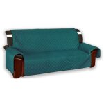 Housse de canap� matelass�e vivy teal green - protecteur de canap� avec accoudoirs - polyester lavable, ...