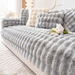 Housse de canap� en peluche, tapis � poils longs, housse de canap� antid�rapante, housse de canap� en ...