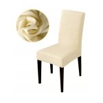 Housse de chaise beige cru lisse lastique