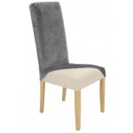 Housse de chaise � dossier haut en velours �lastique gris [21a3]