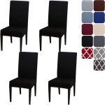Housse de chaise extensible lot de 4 , (noir)couverture protecteur de chaise salle a manger universel ... Housse de chaise extensible lot de 4 , (noir)couverture protecteur de chaise salle a manger universel ...