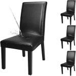 Housses de chaises de salle � manger, en cuir pu solide, imperm�ables et r�sistantes � l'huile, extensibles ...
