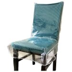 Housse de chaise de salle � manger en plastique avec dossier, housse imperm�able en pvc transparent, ...