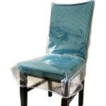 Housse de chaise de salle � manger en plastique avec dossier, housse de protection de si�ge en pvc transparent ...