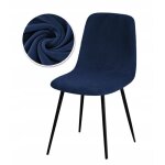 Housse de chaise scandinave velours bleu marine