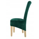 Housse de chaise en velours �lastique vert bouteille xl [21dy]