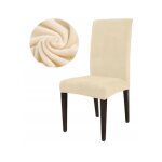 Housse de chaise velours pais beige cru