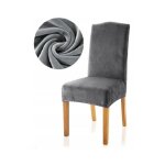 Housse de chaise en velours velours gris peluche �pais