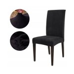 Housse de chaise velours peluche �pais noir