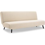 Housse clic clac extensible 3 places en jacquard �lastique, ajustable, beige