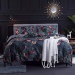 Housse de couette 200x200 bleu nuit - parure de lit motif fleurie rose avec fermeture �clair - linge ...