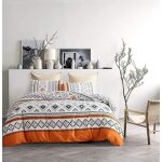 Housse de couette 200x200cm + 2 x taies d'oreiller 50x75cm - marbre noir et blanc rversible parure de ...