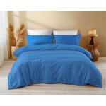 Housse de couette en coton de couleur unie bluette - sleep time, 100 % pur coton, douce, respirante, ...