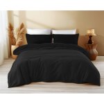 Housse de couette en coton de couleur unie noir - temps de sommeil, 100 % pur coton, douce, respirante, ... Housse de couette en coton de couleur unie noir - temps de sommeil, 100 % pur coton, douce, respirante, ...
