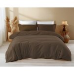 Housse de couette en coton marron de couleur unie sleep time - doux, respirant, fermeture click - clac ...