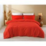 Housse de couette en coton rouge de couleur unie sleep time - doux, respirant, fermeture click - clac ... Housse de couette en coton rouge de couleur unie sleep time - doux, respirant, fermeture click - clac ...