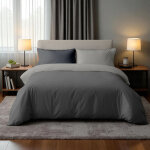 Housse de couette duotto 4 saisons - double face gris et anthracite, microfibre respirante, certifi�e ...