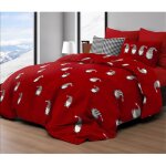 Housse de couette des elfes de nol rouges - parure de lit d'hiver 100 % coton - motif de nol chaud ...