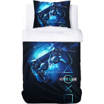 Housse de couette pour enfant gar�on imprim�e gamer parure de lit enfant 140x200cm bleu et noir, 1 taie ...