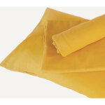 Housse de couette enfant uni jaune moutarde 80x120 cm