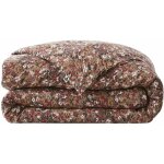 Terre de nuit - housse de couette gaze de coton imprim floral 240x220 marron camel