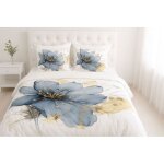 Housse de couette, housse de couette, linge de lit set blanc bleu gold