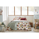 Housse de couette r�versible 140 x 200 cm ? double gaze de coton imprim�e l�ane ? rose p�che