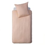 1001kdo - housse de couette + taie gaze de coton enfant uni rose