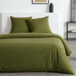 Housse de couette today essential 220x240 cm vert effet washed avec 2 taies 63x63 cm