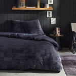 Housse de couette today polaire c�tel�e 240x220 cm anthracite - 2 taies 63x63 cm