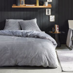 Housse de couette today ribbed polar flannel 240x220 cm gris uni - 2 taies 63x63 cm
