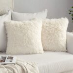Housse de coussin, lot de 2 housses de coussin en fausse fourrure moelleux doux décoratif 43 43cm Housse de coussin, lot de 2 housses de coussin en fausse fourrure moelleux doux décoratif 43 43cm