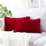 Housse coussin 30x50 cm rouge decoration salon maison noel lot de 2 protege oreiller velours doux double ...
